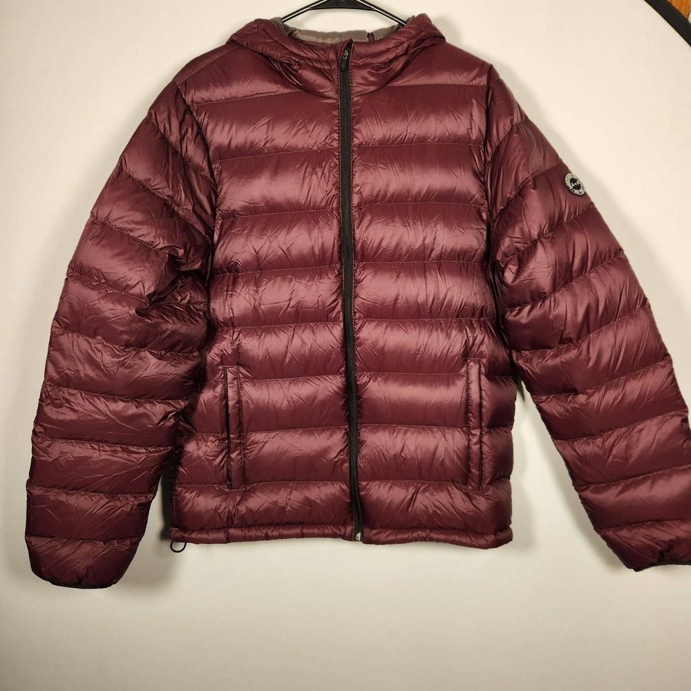 Abercrombie Fitch Packable Down Hooded Puffer Jacket Size Medium Burgundy